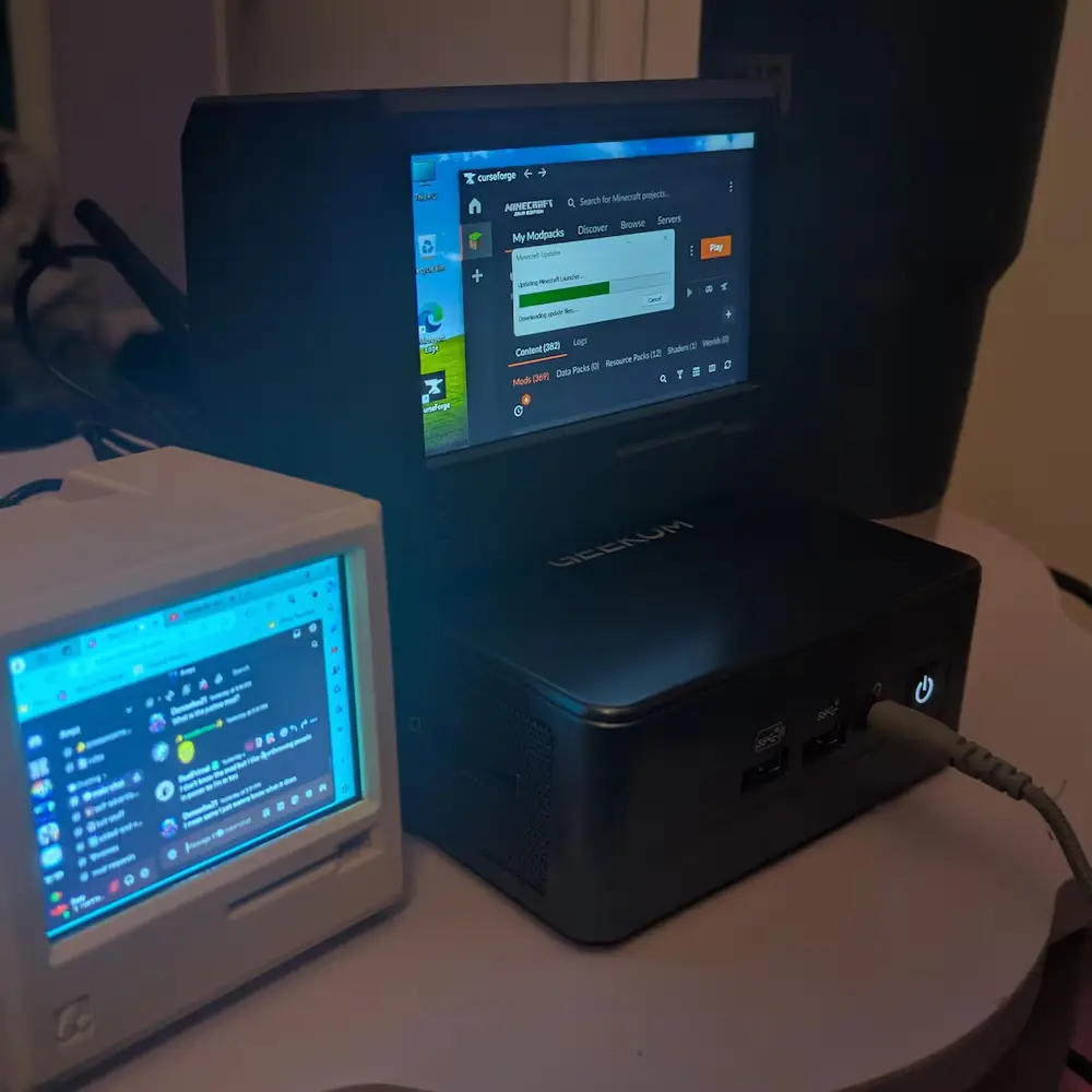 Andrea captured the retro clock glowing on a walnut shelf.